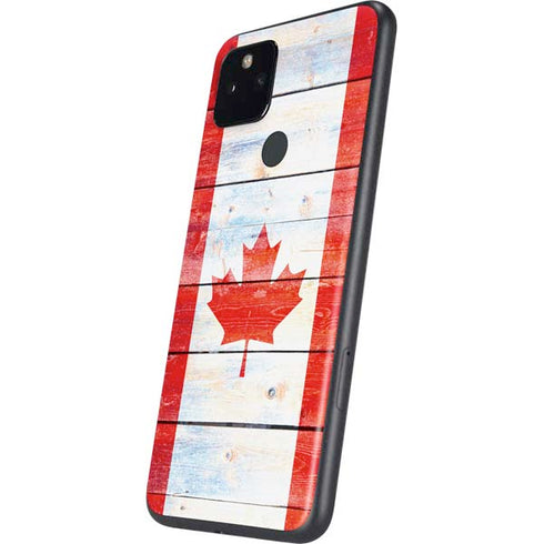 Canada Flag Light Wood Google Pixel 5a Skin